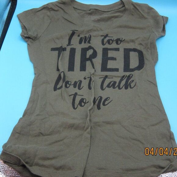 📦 Wound Up Olive Green Too Tired Don't Talk to Me graphic Pre- - Picture 1 of 5